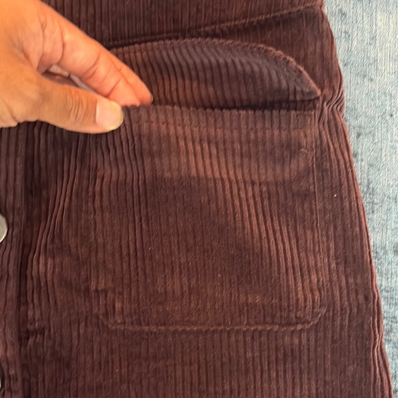 Corduroy Button-Front Skirt - Brown - Picture 2 of 4